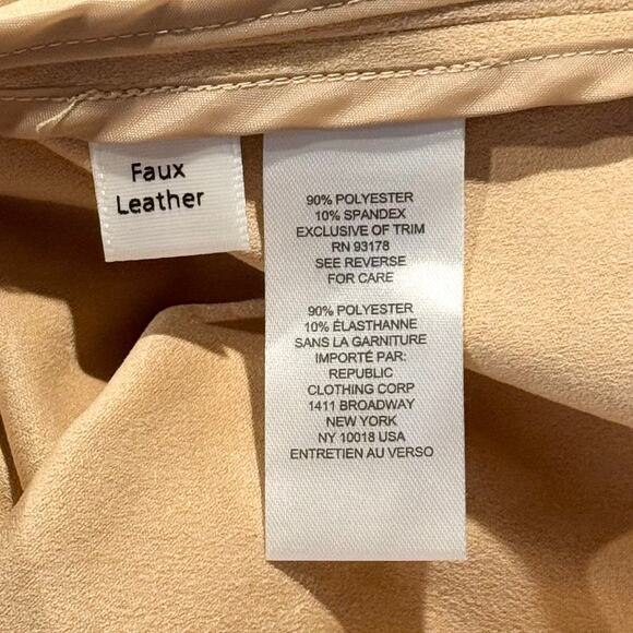 NWT Tahari Top Faux Suede Western Cottage Minimalist Neutral Button Up Tan Large - Picture 5 of 7